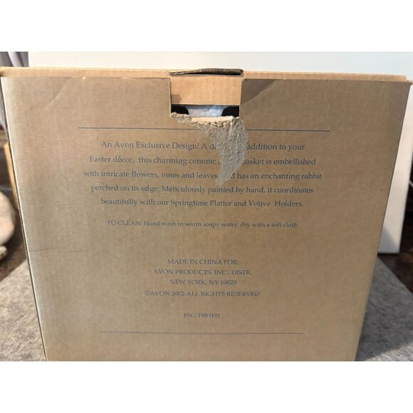 Avon Springtime Easter Ceramic Bowl/Basket In Box 2002  # 2851 - Picture 7 of 9